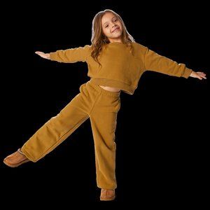 Cozi Girl's Toddlers Dolman Crew + Wide Leg 2 Pieces Set TAN color CTST004 NWT